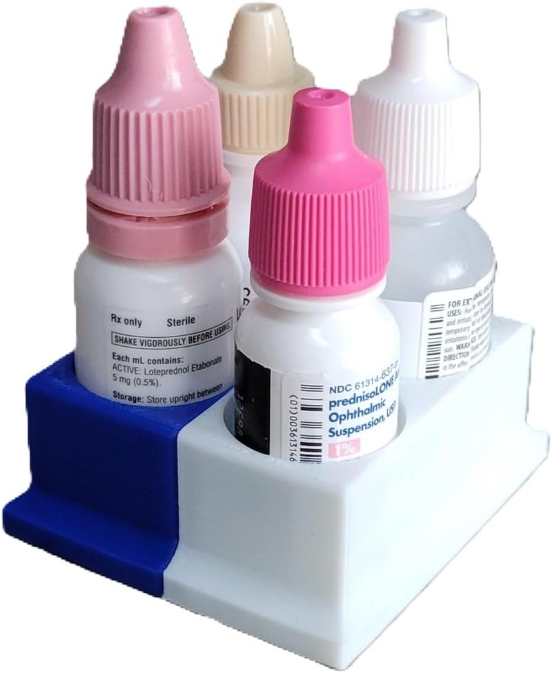 Znet3D Eye Drops Bottle Organizer & Tracker – AM/PM 4-Slot (White/Blue) - Image 3